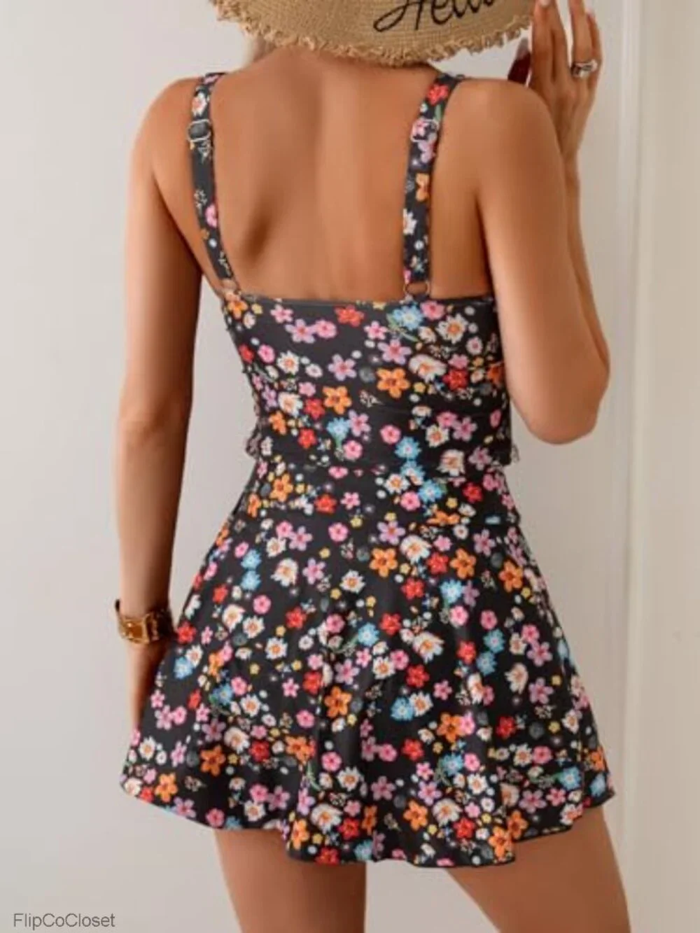 Tankini Swimsuits with High Waisted Swim Skirt, Tummy Control, Full Coverage
